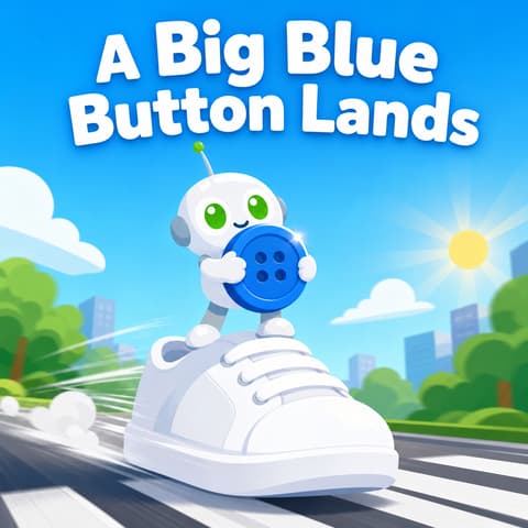 A Big Blue Button Lands