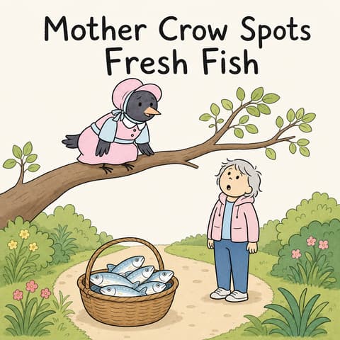 Mother Crow Spots Fresh Fish
