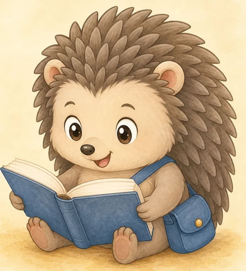 Enrique is intently reading an open book that is roughly his own size, with a focused, studious expression. Soft simple background.