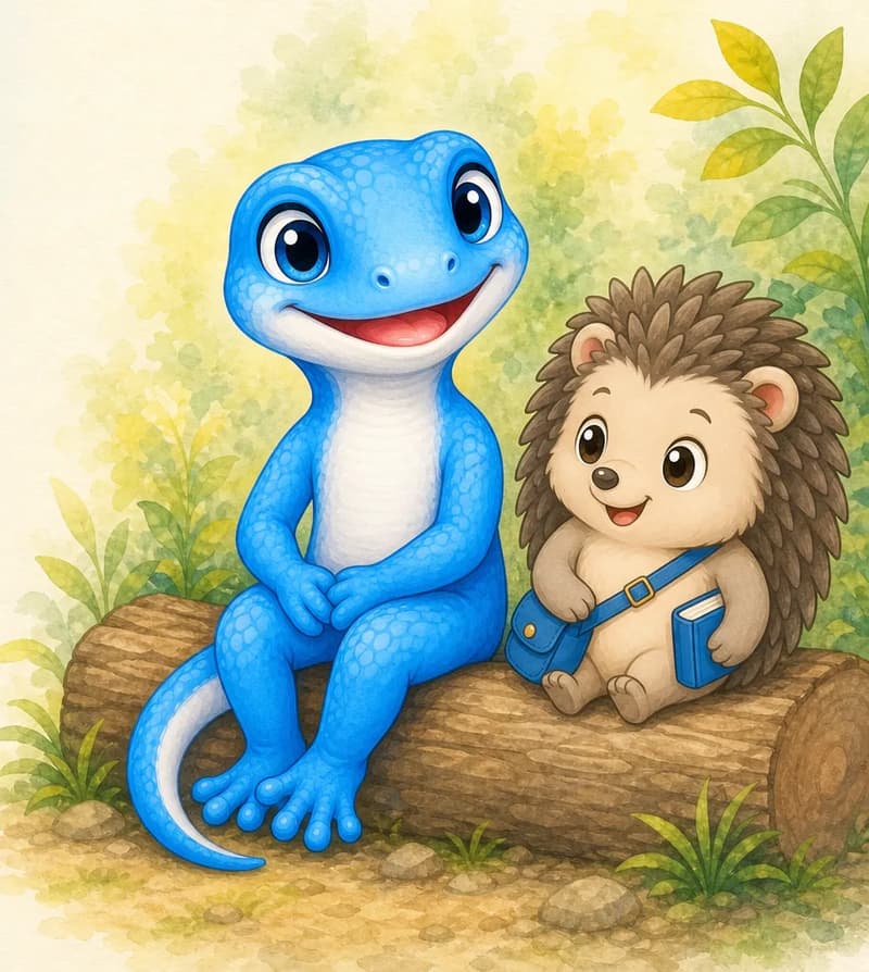 Luisa and Enrique sit together as friends — perhaps on a log or rock, side by side, smiling and relaxed. Friendly atmosphere.