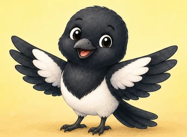 A celebratory closing portrait of Úrsula. She is shown in a confident, triumphant pose — wings open, head held high — against a simple plain background. Mood: proud, joyful, the closing feel-good page.