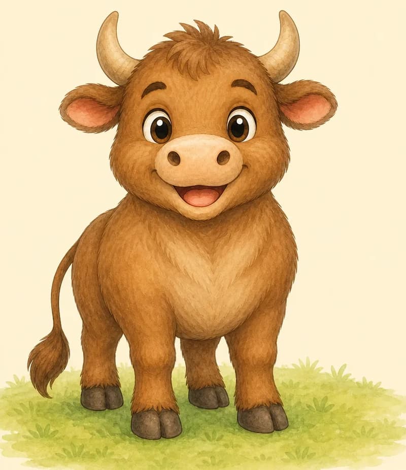 Introduce Eloy. A clear, friendly full-body view of him standing on the grass of the park so his short, soft body hair and his long tail ending in a tuft are both easy to see. Mood: warm and welcoming — the reader's first look at the main character.