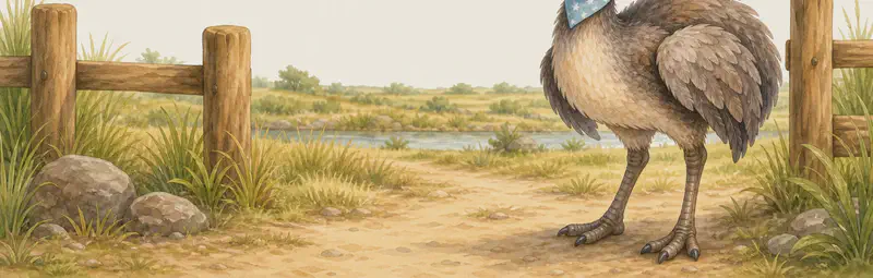Introduce Toño. Show him in a clear, friendly full-body pose at the entrance of the nature reserve, looking like a newcomer settling in. His strong beak and large wings are clearly visible. Soft, welcoming landscape behind him hinting at his journey from Bolivia.