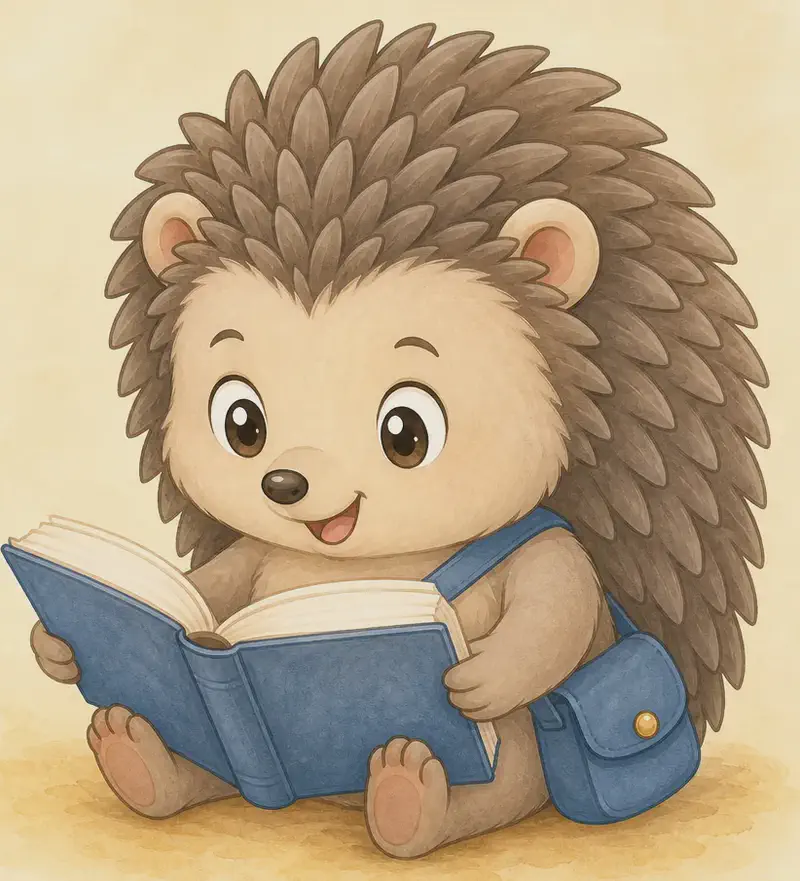 Enrique is intently reading an open book that is roughly his own size, with a focused, studious expression. Soft simple background.