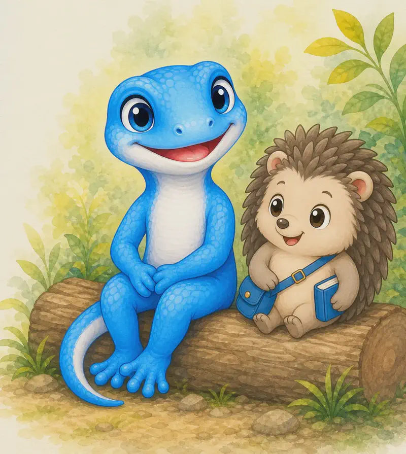 Luisa and Enrique sit together as friends — perhaps on a log or rock, side by side, smiling and relaxed. Friendly atmosphere.