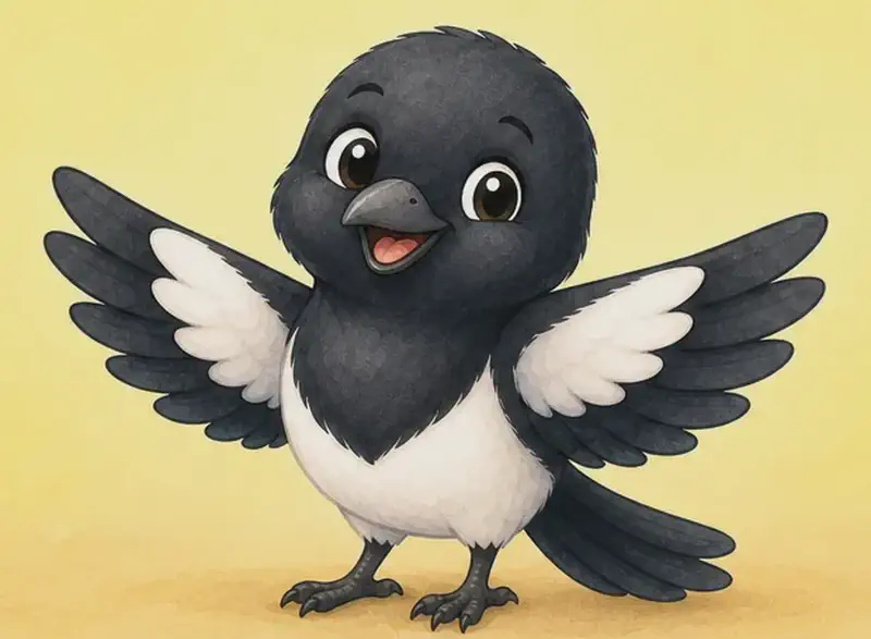 A celebratory closing portrait of Úrsula. She is shown in a confident, triumphant pose — wings open, head held high — against a simple plain background. Mood: proud, joyful, the closing feel-good page.