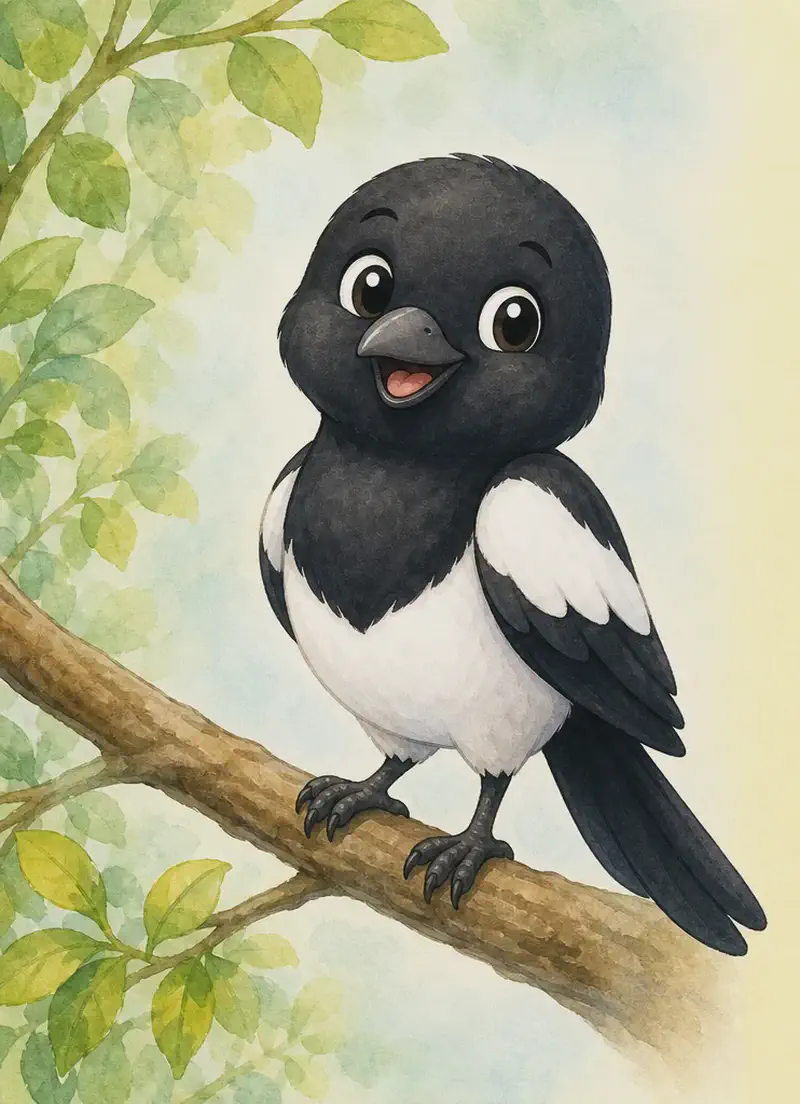 Introduce Úrsula. Show her in a clear, friendly pose — perched on a branch or standing — so the reader can see her clearly. Soft simple background.