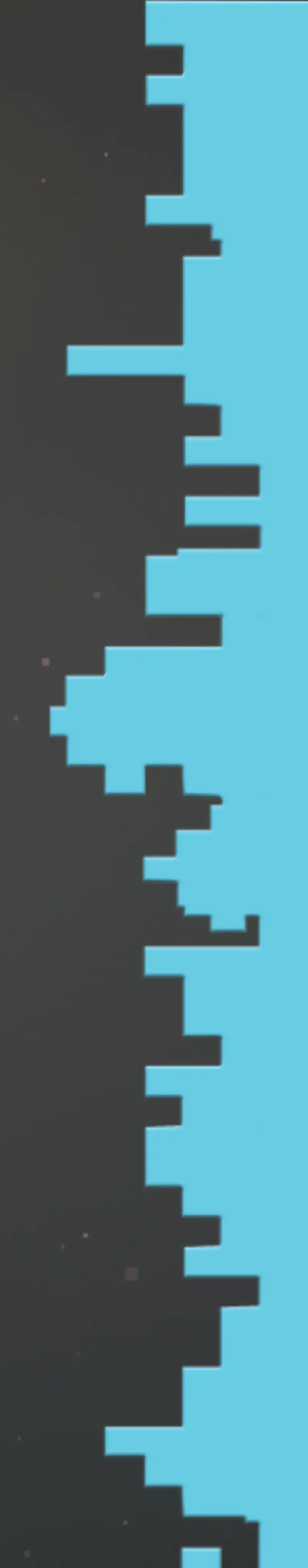 Abstract dark underwater scene with cyan blue pixelated edge pattern on right side.