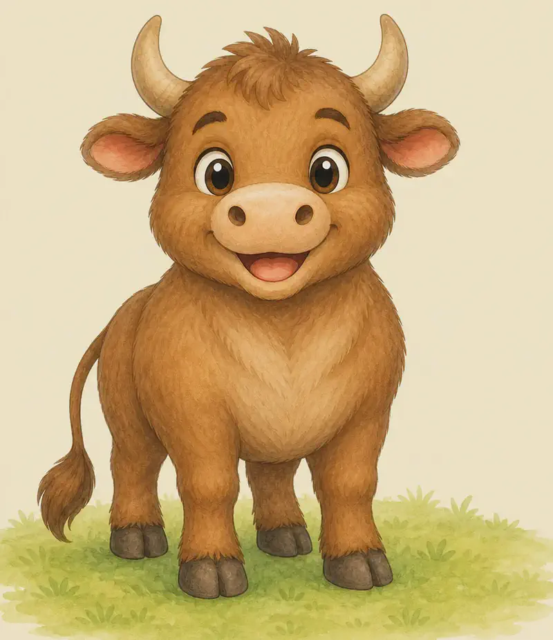 Introduce Eloy. A clear, friendly full-body view of him standing on the grass of the park so his short, soft body hair and his long tail ending in a tuft are both easy to see. Mood: warm and welcoming — the reader's first look at the main character.