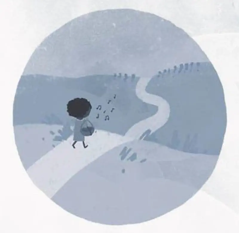 A tiny elf in a green leaf dress waves from the top of a corn cob surrounded by tall green corn leaves.