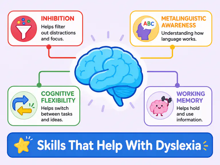 Illustration showing cognitive skills strengthened by bilingualism