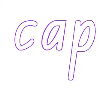 the word &lsquo;cap&rsquo; in large, outline font