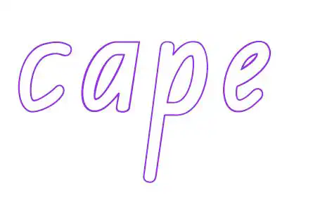 the word &lsquo;cape&rsquo; in large, outline font