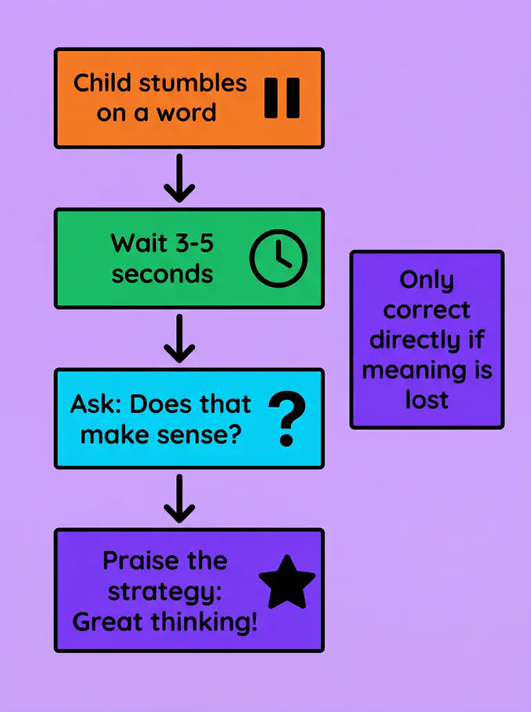 Illustration showing a parent and child reading together with thought bubbles demonstrating questioning strategies