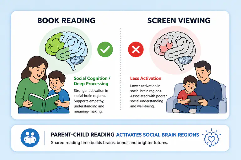 Brain activation during book reading compared to screen-based story viewing