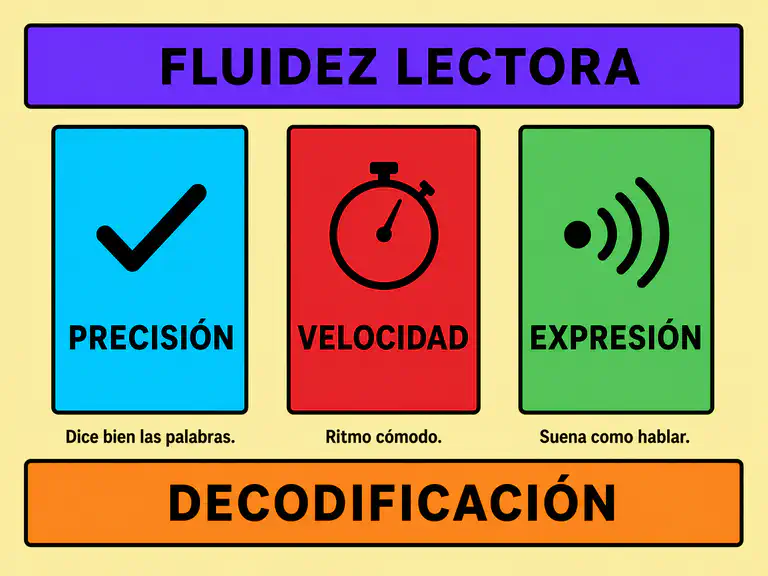 Precisión, velocidad y expresión como tres pilares de la fluidez lectora apoyados en la decodificación